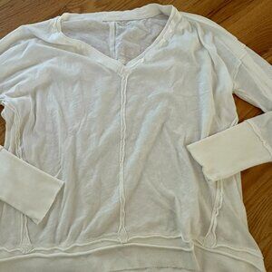 Grey Slate size 2 pima cotton long sleeve womens top white